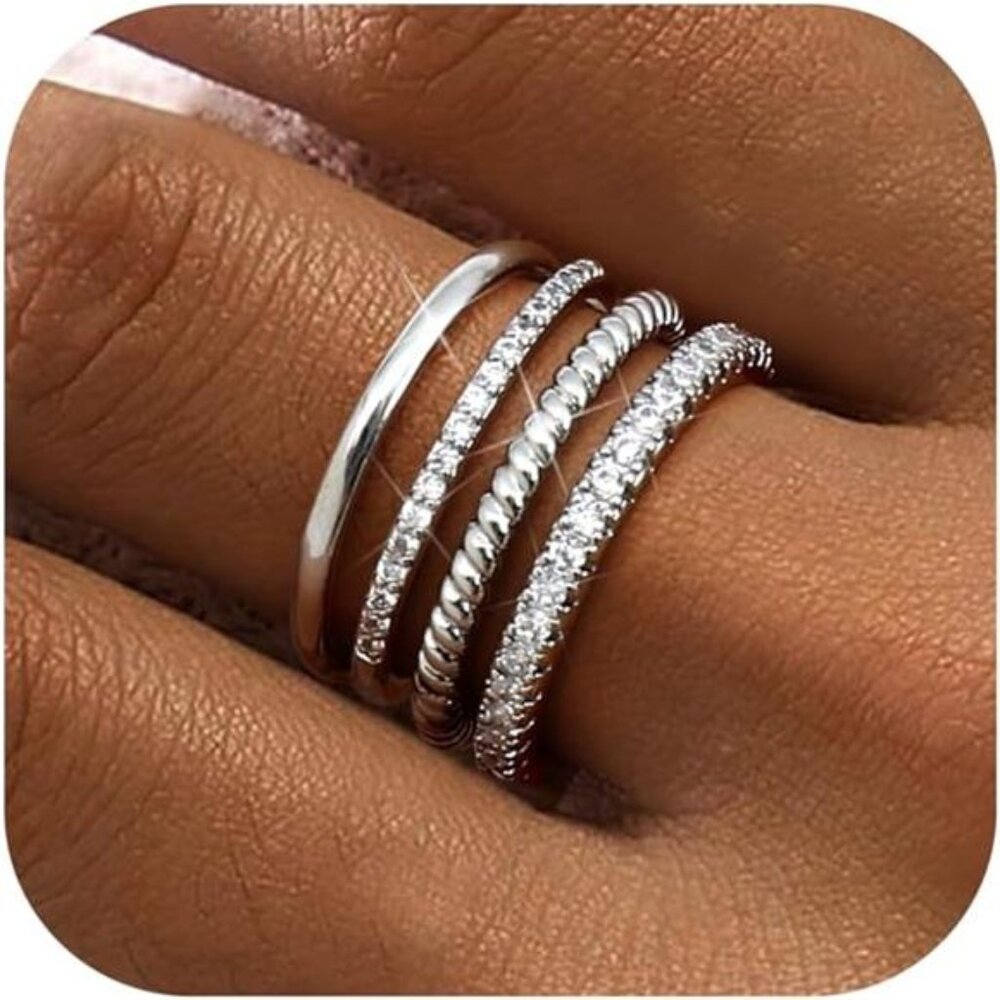 Stackable Silver Rings For Women Stackable Thin R… - image 1